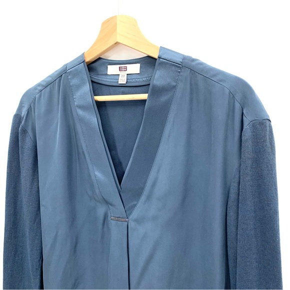Etcetera Slate Blue Silk Cashmere Blend Long Sleeve Flowy Sweater Top Size 00 - Picture 3 of 14